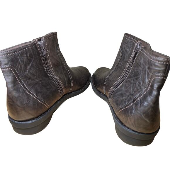 New Nikki Star Ankle Boots Brown Leather Crinkle 68739 Size 12 Womens - Picture 6 of 11